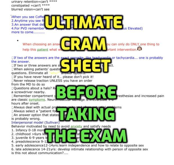 NCLEX RN Cram Sheet 35 Pages Full of Information before taking the exam