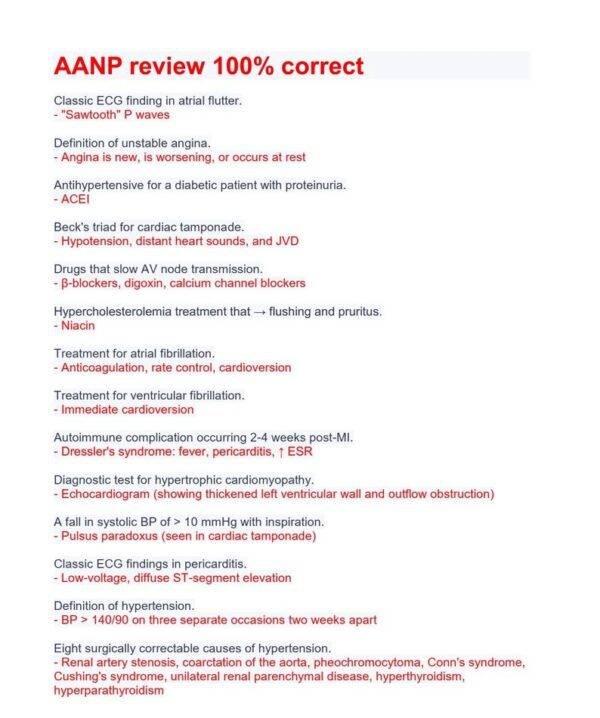 AANP FNP review correct questions and answers study guides updated and 100% correct